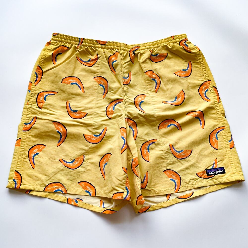 Patagonia Surfboard Yellow Melons 6" Baggies Activewear Shorts Men's Size Large